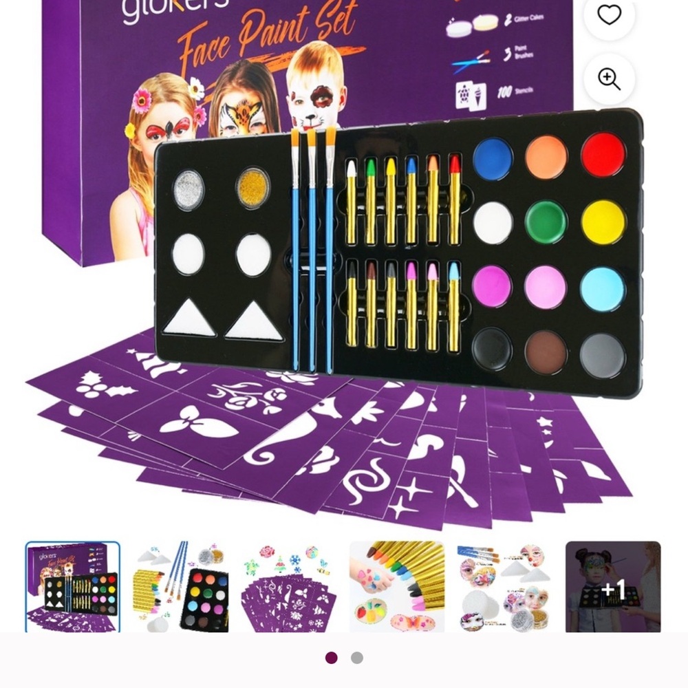 Face Paint Set with Brushes and Stencils